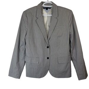 Tommy Hilfiger Women's 2 Button Seersucker Blue Striped Blazer Size 12
